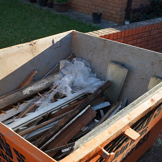 Debris in a skip bin